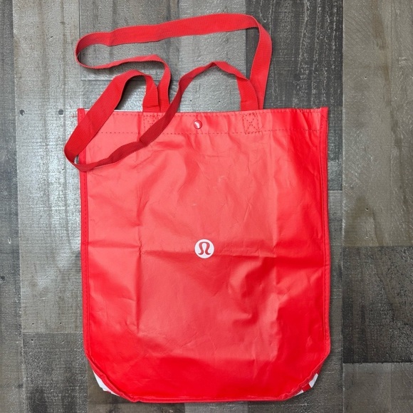 Lululemon Athletica Red ReuseableTote Bag Modern Design large - Picture 7 of 7